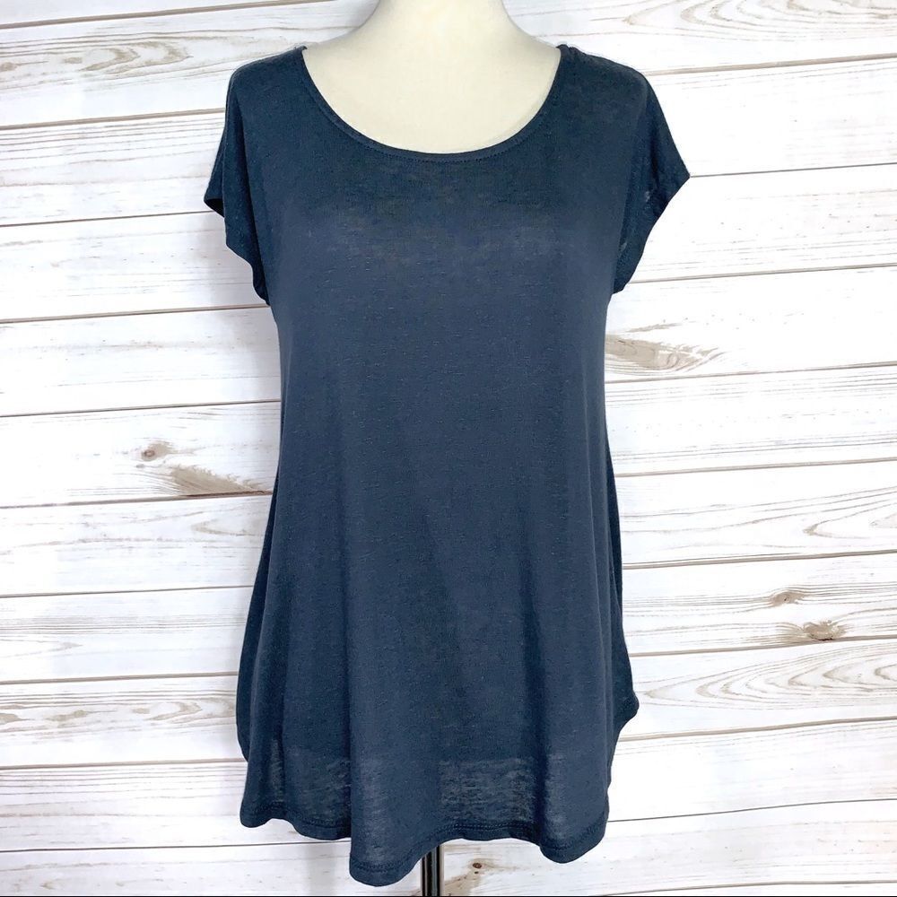 Bobeau tie back blue tee shirt top size S